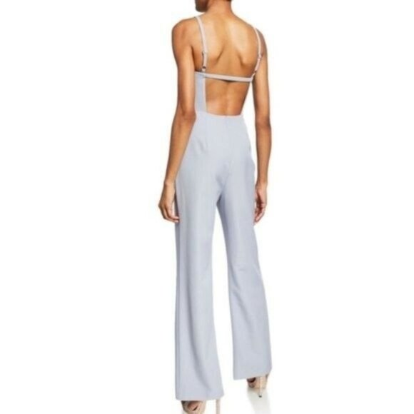 Backless Jumpsuit - WAYF The Charlize Backless Jumpsuit - Dusty Blue, Size S - Picture 3 of 11